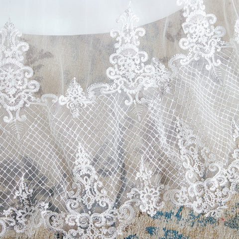 Stylish Long A-line Strapless Appliques Tulle Wedding Dress