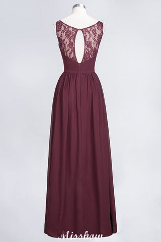 Stylish V-Neck aline Evening Maxi Gown Chiffon Sleeveless Bridesmaid Dress Burgundy