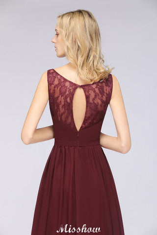 Stylish V-Neck aline Evening Maxi Gown Chiffon Sleeveless Bridesmaid Dress Burgundy