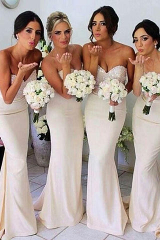 Wedding Party Gowns, Mermaid Sweetheart Long Bridesmaid Dress