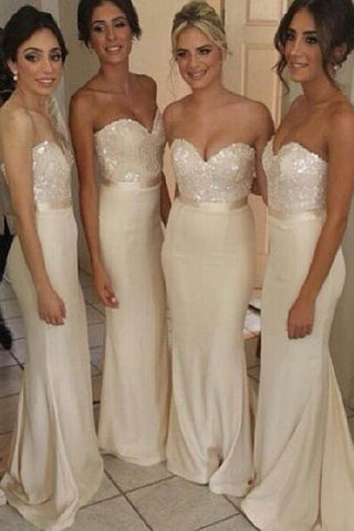 Wedding Party Gowns, Mermaid Sweetheart Long Bridesmaid Dress