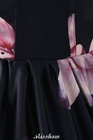 Sweetheart A Line Long Print Flower Evening Dresses