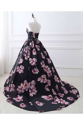 Sweetheart A Line Long Print Flower Evening Dresses