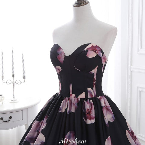 Sweetheart A Line Long Print Flower Evening Dresses