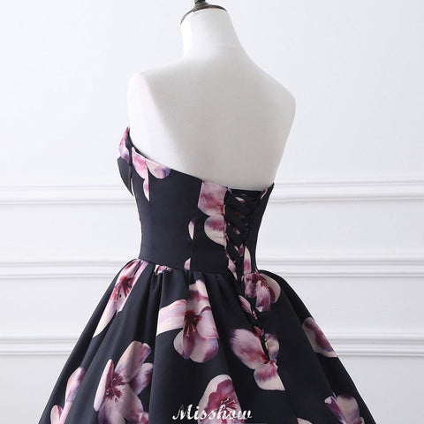 Sweetheart A Line Long Print Flower Evening Dresses