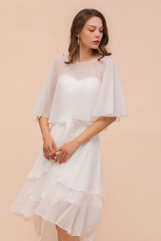 Sweetheart Mini Chiffon Dress with Wraps Simple Beach Bridesmaid Dress for Bride