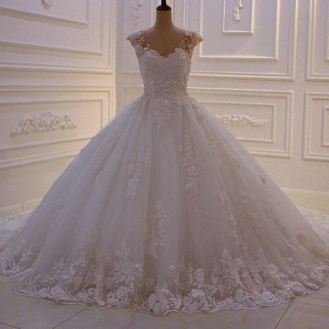 Sweetheart Princess A-line Sleeveless Appliques Lace Wedding Dress