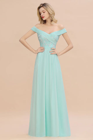 Sweetheart Ruffles Simple Prom Dresses Off the Shoulder aline Bridesmaid Dress