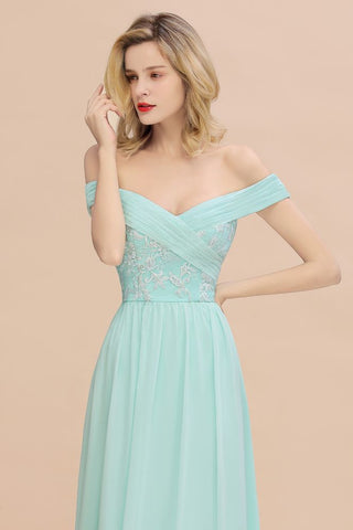 Sweetheart Ruffles Simple Prom Dresses Off the Shoulder aline Bridesmaid Dress