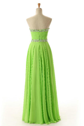 Sweetheart  Sleeveless Backless Chiffon Green Prom Dress  PG 243