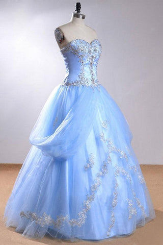 Sweetheart Sleeveless Light Blue  Beading Wedding Dress With Beading  WD169