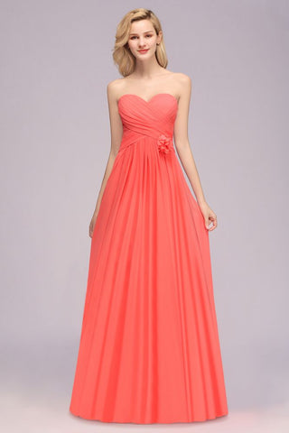Sweetheart Sleeveless Ruffle Evening Swing Dress Chiffon aline Bridesmaid Dress