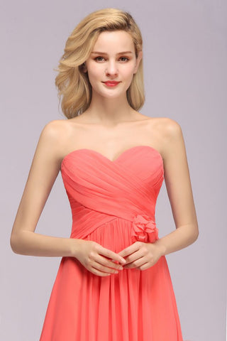 Sweetheart Sleeveless Ruffle Evening Swing Dress Chiffon aline Bridesmaid Dress
