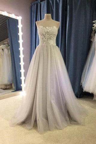 Robe de mariée bohème bustier en tulle, coupe trapèze, modèle WD427