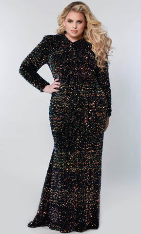 Robe de soirée à manches longues et col en V