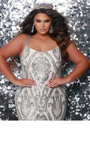 Sequined Scoop Formal Gown