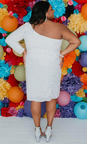 Vestido de fiesta asimétrico con lentejuelas