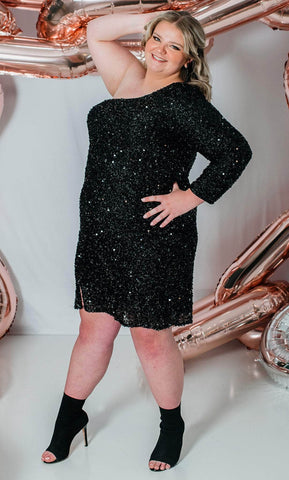 Vestido de fiesta asimétrico con lentejuelas