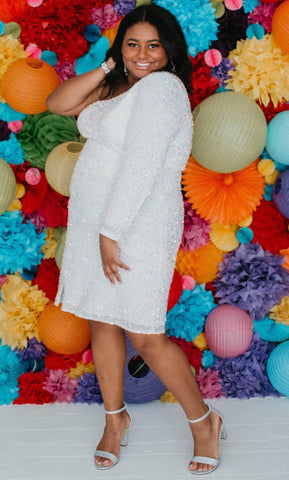 Vestido de fiesta asimétrico con lentejuelas