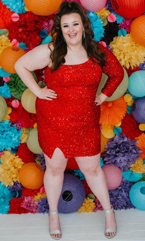 Vestido de fiesta asimétrico con lentejuelas