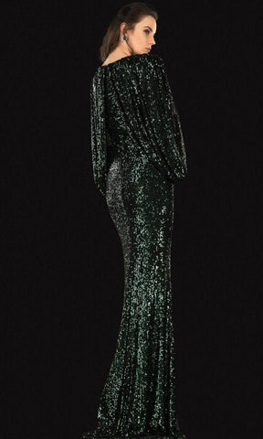 Cape Sleeve Sequin Long Dress