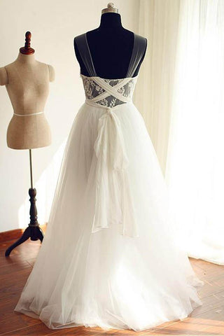 Tulle Scoop Neckline A-line Wedding Dresses With Lace Appliques WD251
