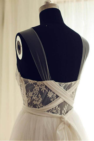 Tulle Scoop Neckline A-line Wedding Dresses With Lace Appliques WD251