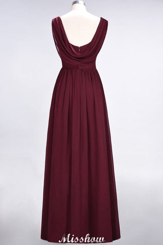 V-Neck Sleeveless Floor-Length Bridesmaid Dress Aline Ruffles Chiffon Party Gown