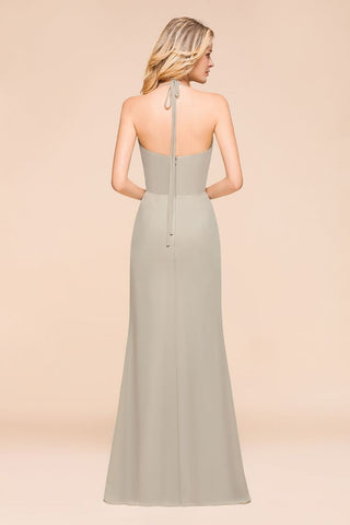 V-Neck Spaghetti Floor Length Folds Bridesmaid Dress