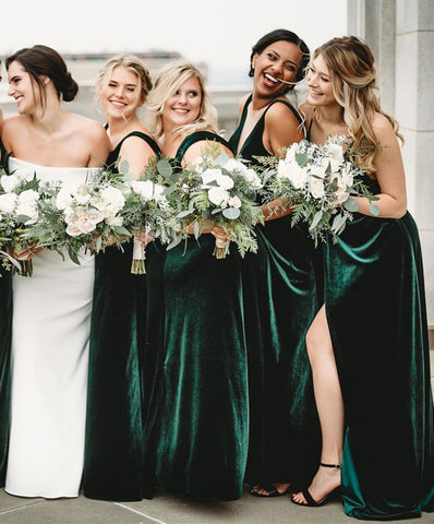 Baoleely Winter Emerald Green Velvet Bridesmaid Dresses Canada V Neck Sleeveless