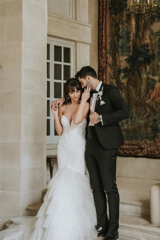 Vintage Mermaid Sleeveless Wedding Dresses With Lace