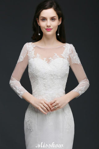White Lace Mermaid Jewel Wedding Dress
