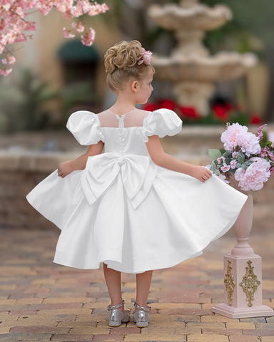 Ball-Gown/Princess Satin Knee-length Flower Girl Dress