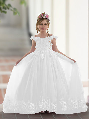 Ball-Gown/Princess Lace Sweep Train Pink Birthday Dress
