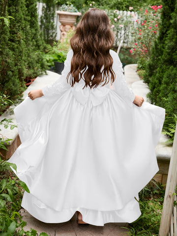 A-line Satin Asymmetrical Flower Girl Dress