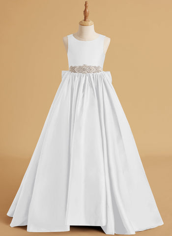 Ball-Gown/Princess Satin Sweep Train Flower Girl Dress