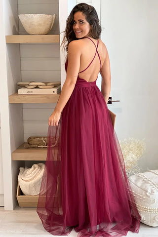Robe de bal sexy à col en V, dos nu et bretelles spaghetti, modèle SYP169