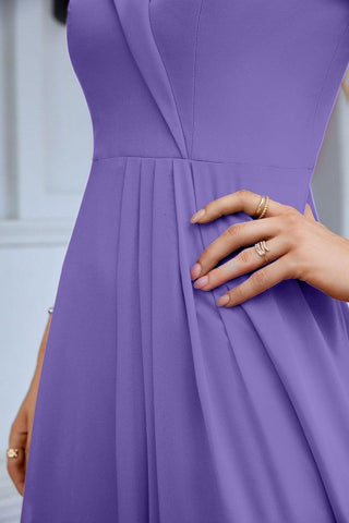 Vestido de noche de dama de honor con tirantes finos y hombros descubiertos para mujer 28093 