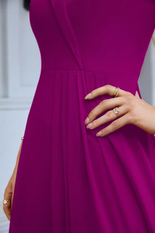 Vestido de noche de dama de honor con tirantes finos y hombros descubiertos para mujer 28093 