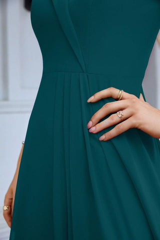 Vestido de noche de dama de honor con tirantes finos y hombros descubiertos para mujer 28093 