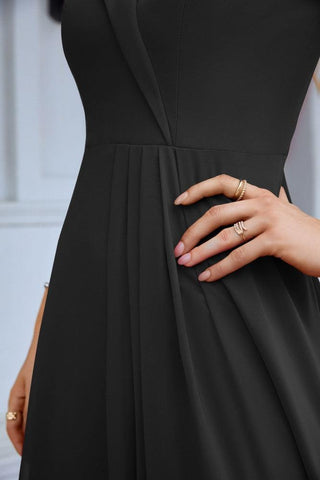 Vestido de noche de dama de honor con tirantes finos y hombros descubiertos para mujer 28093 